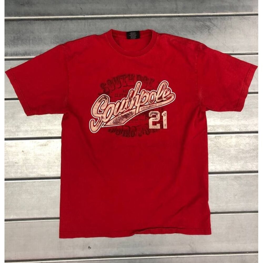 Vintage Southpole Tshirt Mens Large Red Y2K 21 Shirt